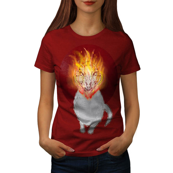 Cat Skeleton Burning Womens T-Shirt