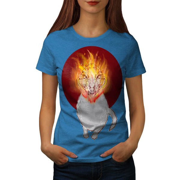 Cat Skeleton Burning Womens T-Shirt