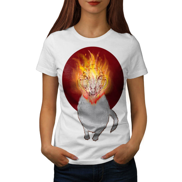 Cat Skeleton Burning Womens T-Shirt