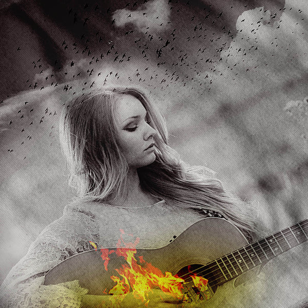 Woman Play Guitar Womens T-Shirt