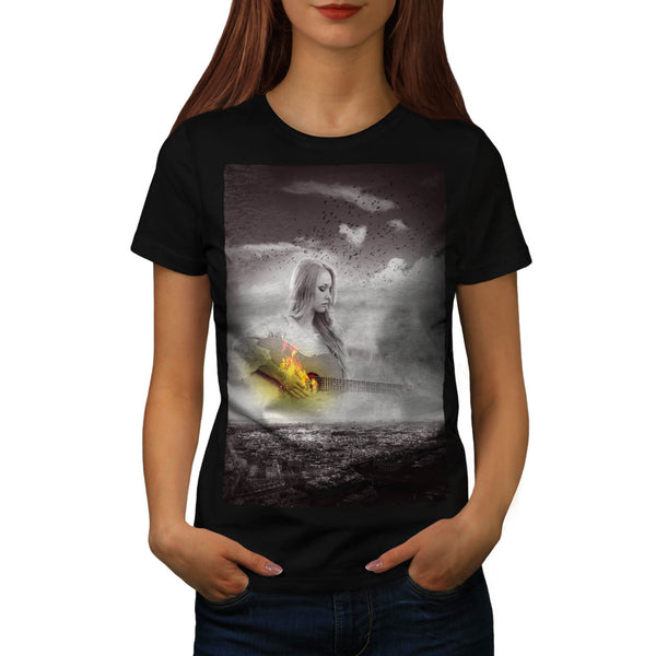 Woman Play Guitar Womens T-Shirt