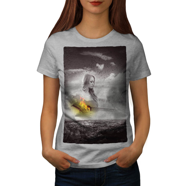 Woman Play Guitar Womens T-Shirt