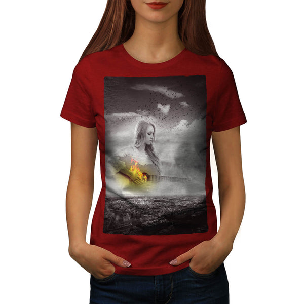 Woman Play Guitar Womens T-Shirt