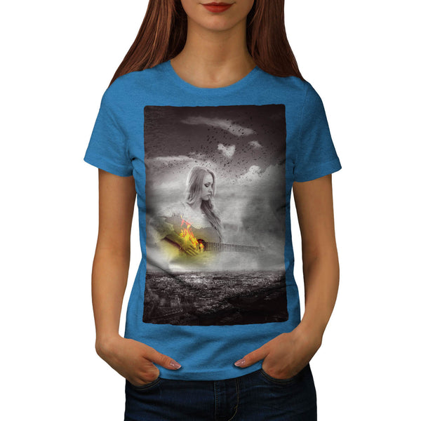 Woman Play Guitar Womens T-Shirt