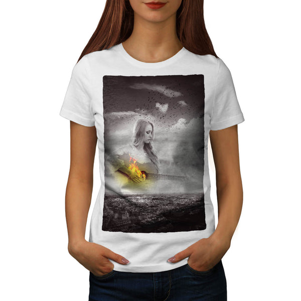 Woman Play Guitar Womens T-Shirt