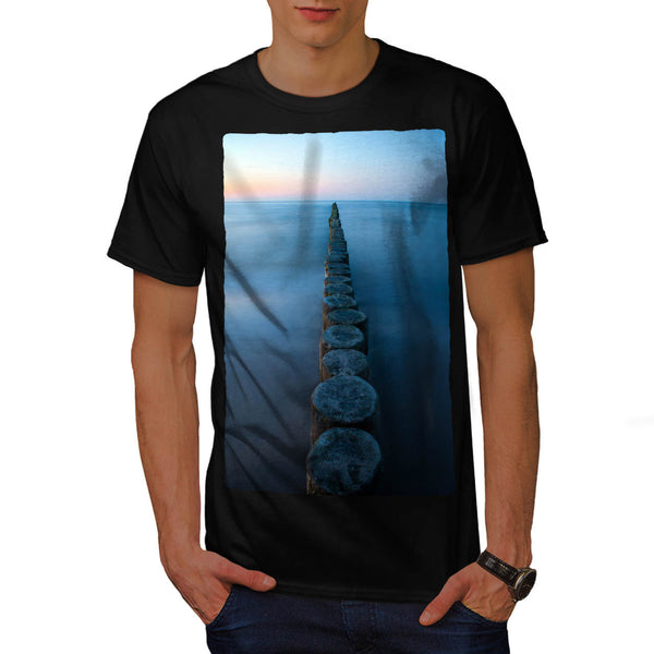 Foggy Sea Shore Mens T-Shirt
