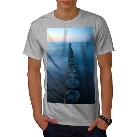 Foggy Sea Shore Mens T-Shirt