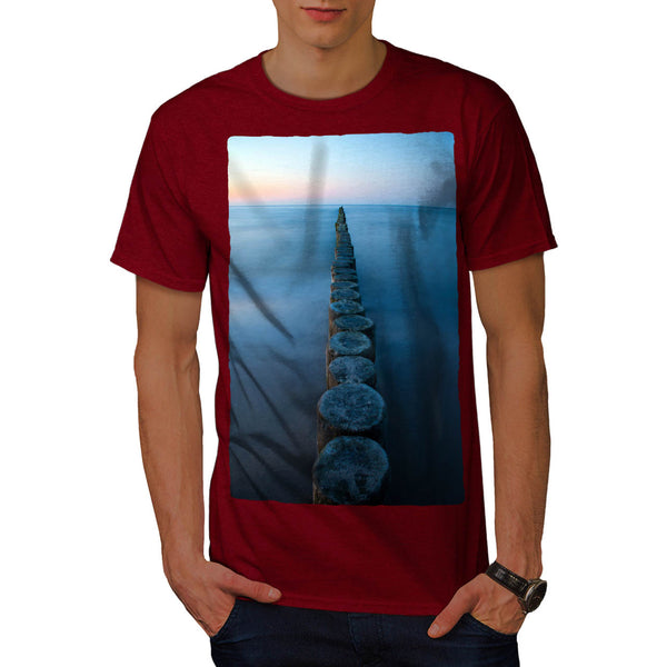 Foggy Sea Shore Mens T-Shirt