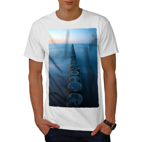 Foggy Sea Shore Mens T-Shirt