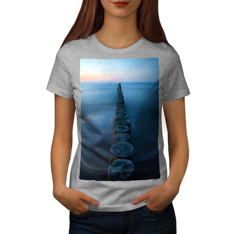 Foggy Sea Shore Womens T-Shirt