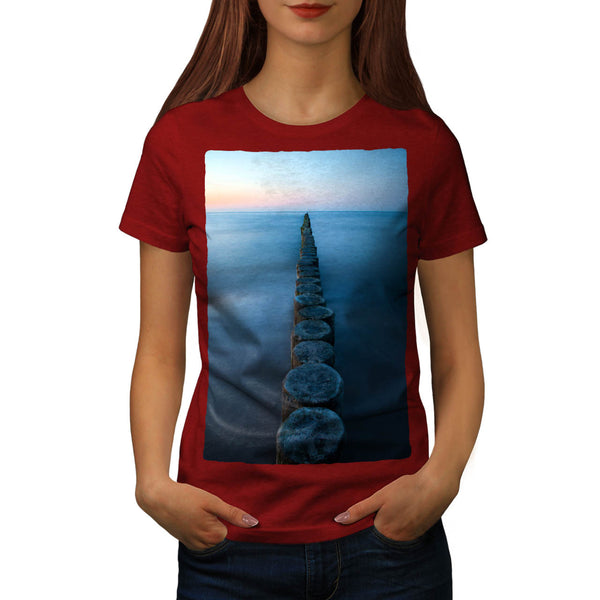 Foggy Sea Shore Womens T-Shirt