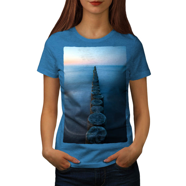 Foggy Sea Shore Womens T-Shirt