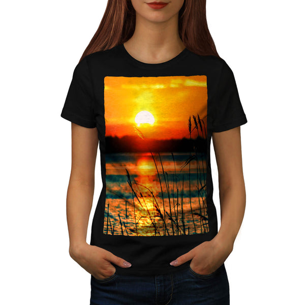 Forest River Sunset Womens T-Shirt