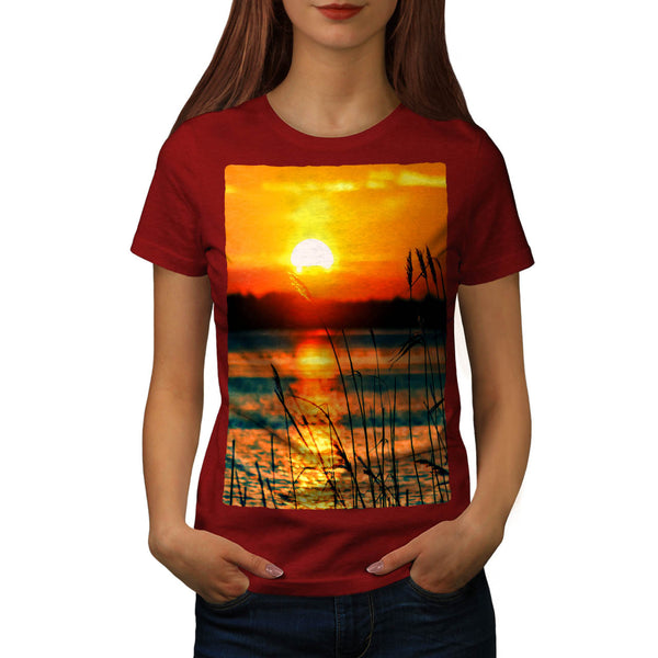 Forest River Sunset Womens T-Shirt