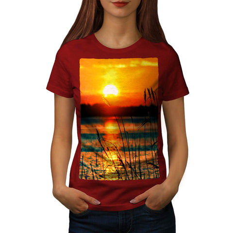 Forest River Sunset Womens T-Shirt