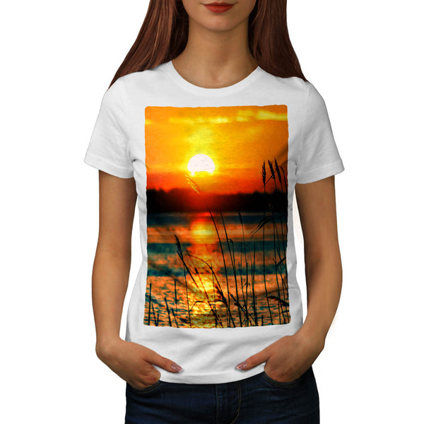 Forest River Sunset Womens T-Shirt