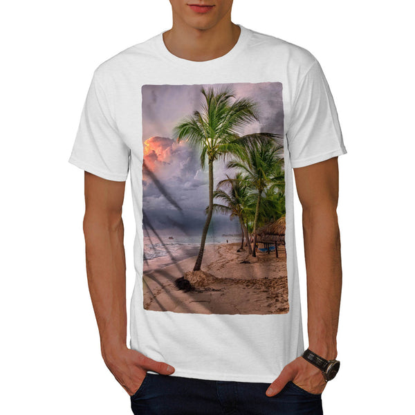 Cloudy Summer Beach Mens T-Shirt