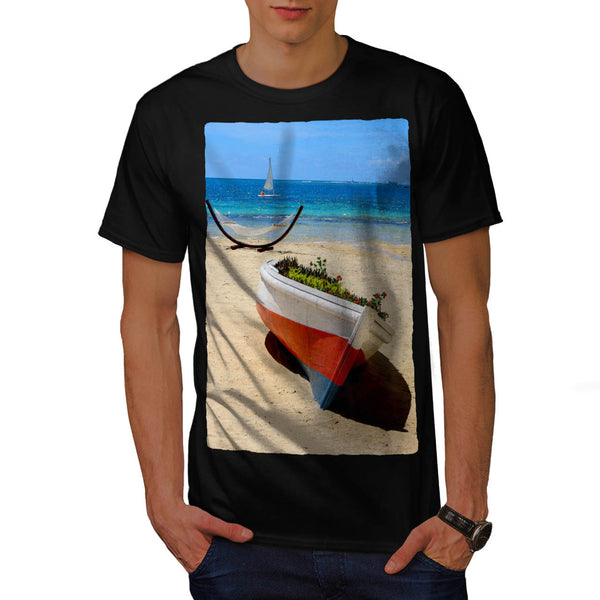 Boat With Flowers Mens T-Shirt