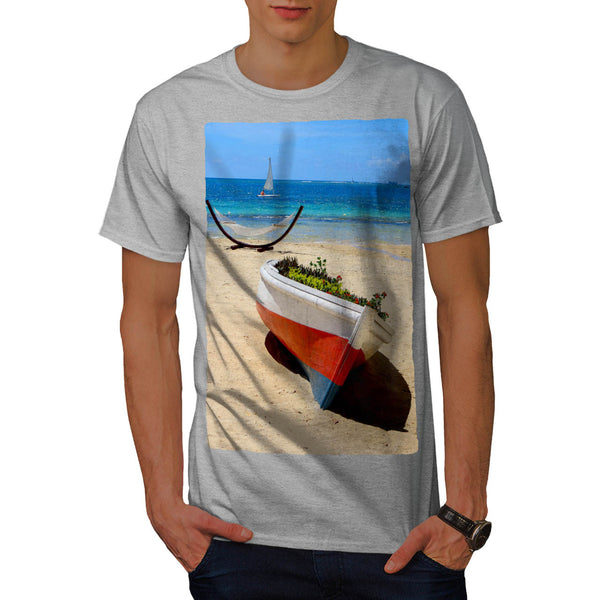 Boat With Flowers Mens T-Shirt