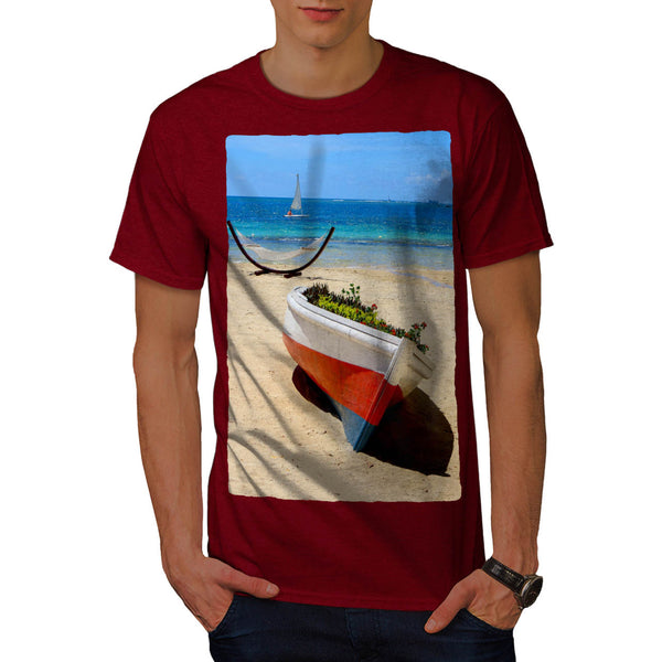 Boat With Flowers Mens T-Shirt