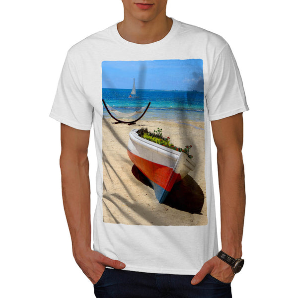 Boat With Flowers Mens T-Shirt