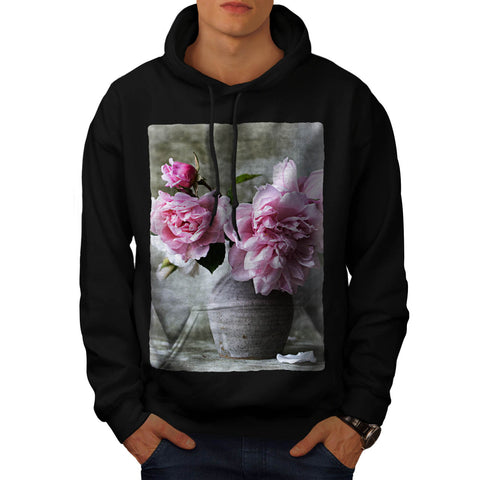 Pink Flowers In Vase Mens Hoodie