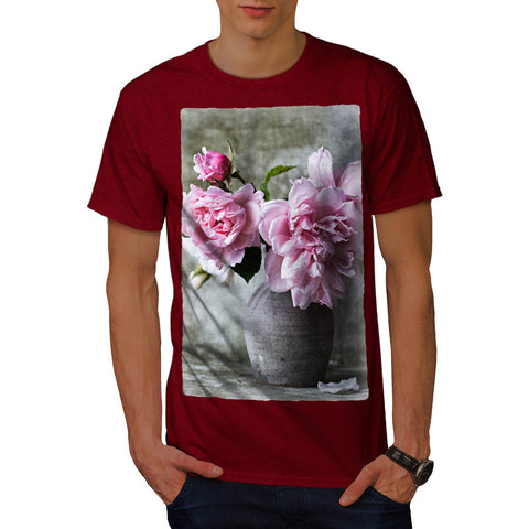 Pink Flowers In Vase Mens T-Shirt