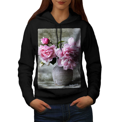 Pink Flowers In Vase Womens Hoodie