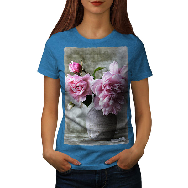 Pink Flowers In Vase Womens T-Shirt