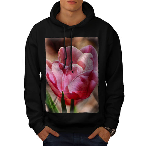 Pink Tulip Flower Mens Hoodie