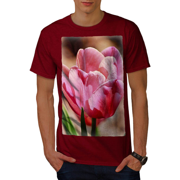 Pink Tulip Flower Mens T-Shirt