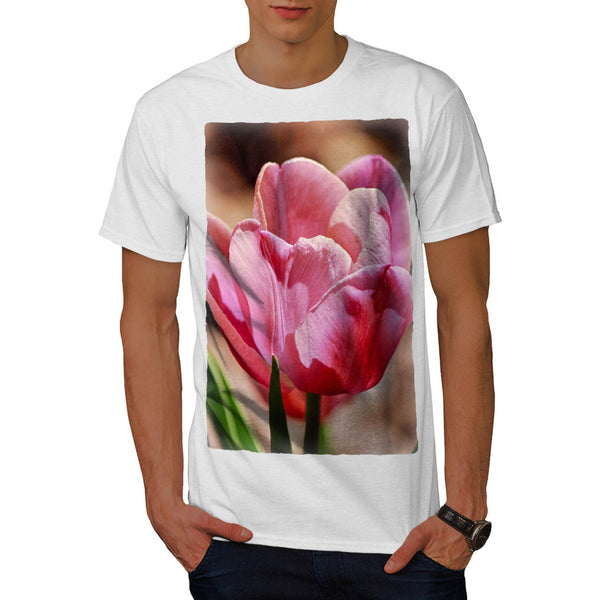 Pink Tulip Flower Mens T-Shirt