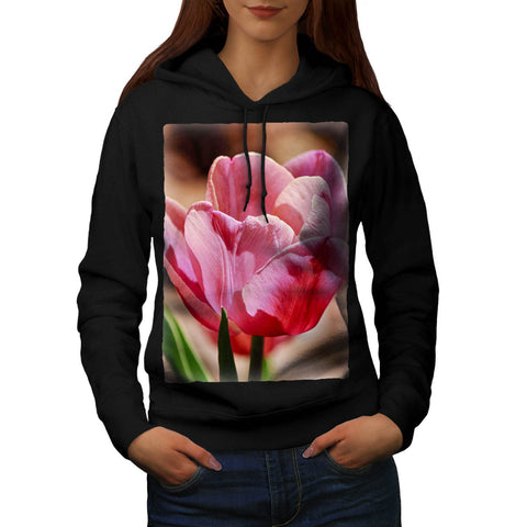 Pink Tulip Flower Womens Hoodie