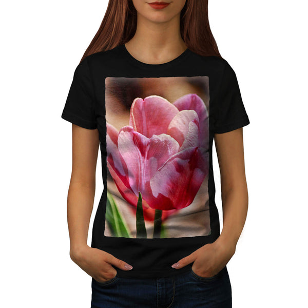 Pink Tulip Flower Womens T-Shirt