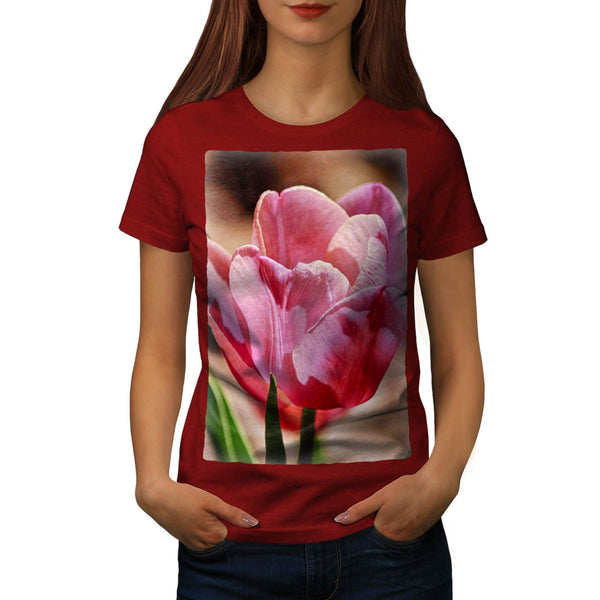 Pink Tulip Flower Womens T-Shirt