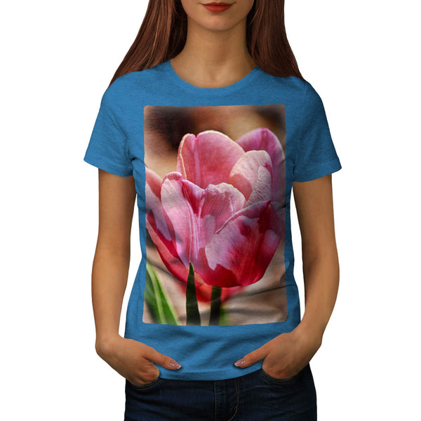 Pink Tulip Flower Womens T-Shirt
