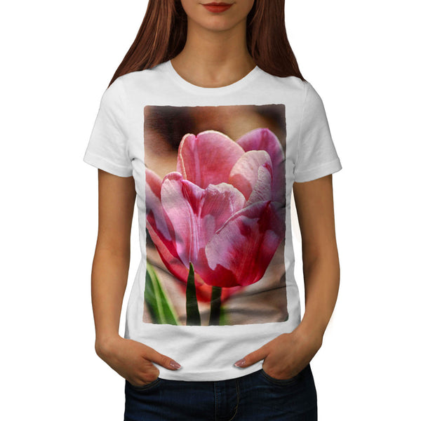 Pink Tulip Flower Womens T-Shirt