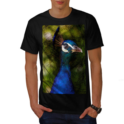 Blue Peacock Head Mens T-Shirt