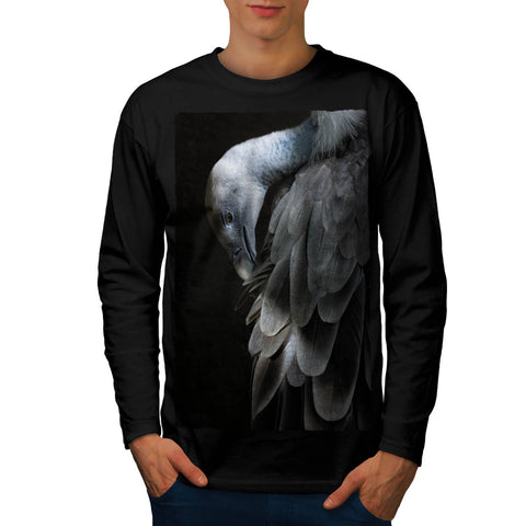 Dark Grey Flamingo Mens Long Sleeve T-Shirt
