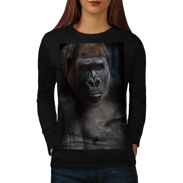 Dark Face Of Gorilla Womens Long Sleeve T-Shirt