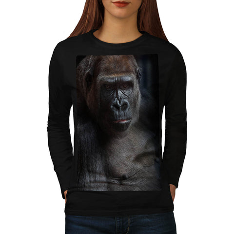 Dark Face Of Gorilla Womens Long Sleeve T-Shirt