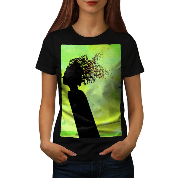 Music In Woman Head Womens T-Shirt