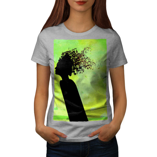 Music In Woman Head Womens T-Shirt