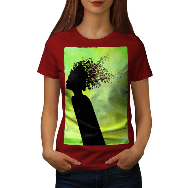 Music In Woman Head Womens T-Shirt