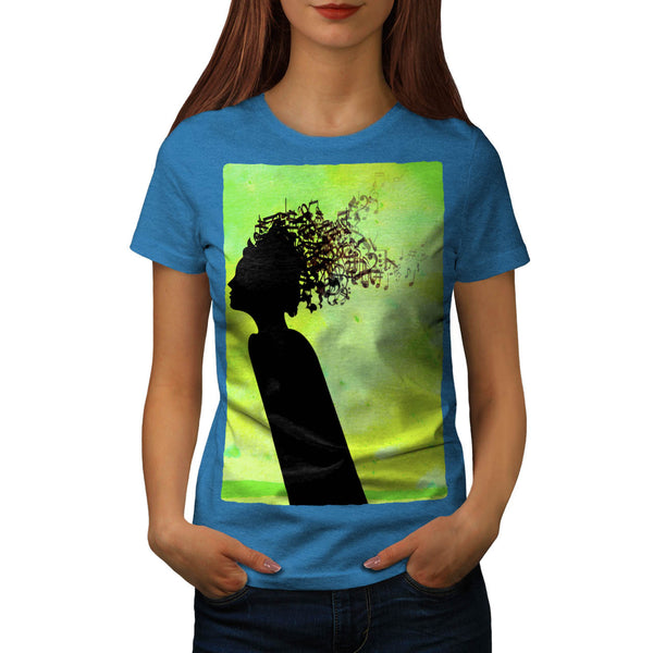Music In Woman Head Womens T-Shirt