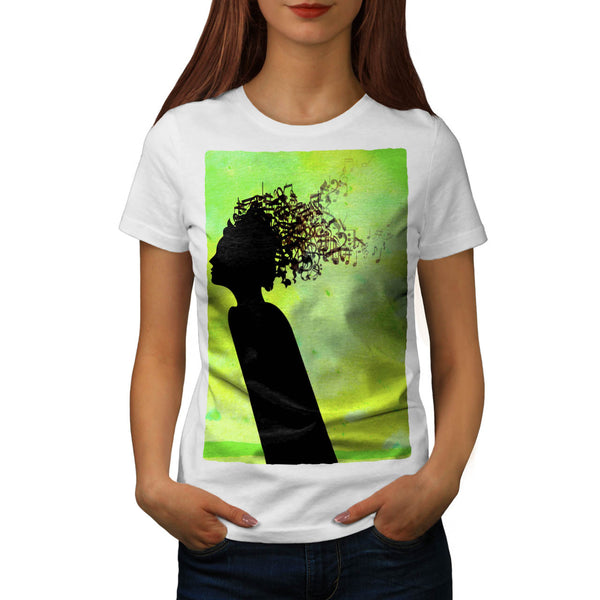 Music In Woman Head Womens T-Shirt