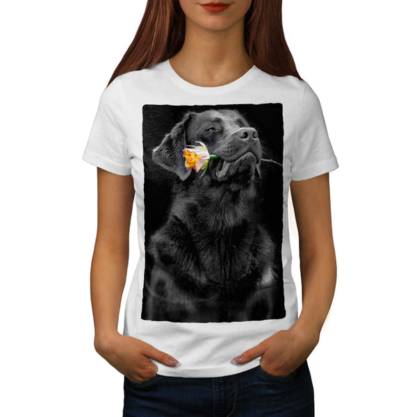 Labrador Hold Rose Womens T-Shirt