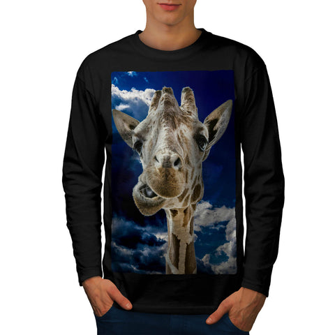 Funny Giraph Mouth Mens Long Sleeve T-Shirt