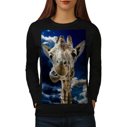 Funny Giraph Mouth Womens Long Sleeve T-Shirt