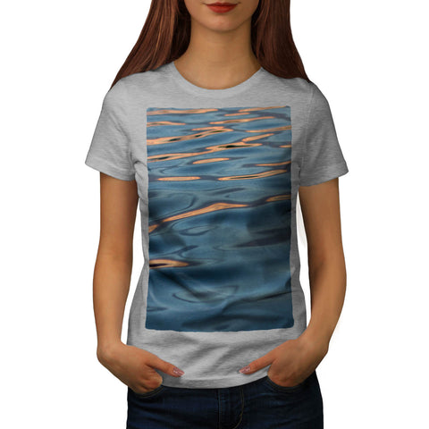 Dark Deep Blue Sea Womens T-Shirt